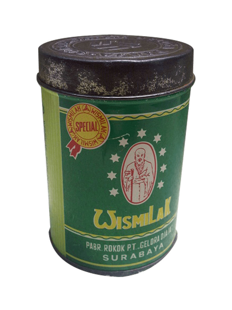 Wismilak logo on a tin packaging.