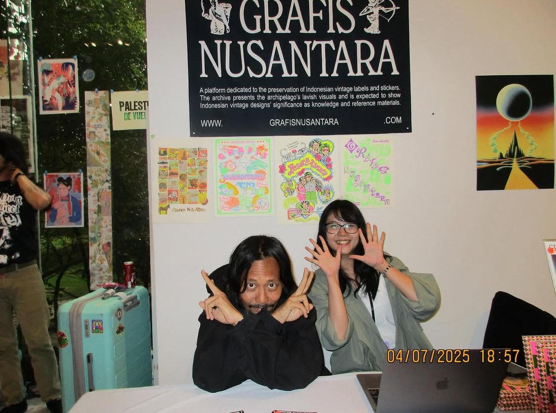 Our table at Hardcore Art Book Fair 2025. Photo by Andrea from Miau Ediciones, 2025.
