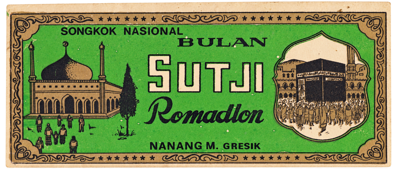 [Fig. 4] This printed paper label from the Grafis Nusantara Collection features the Songkok Nasional Bulan Sutji Romadlon, created by Nanang M. in Gresik.